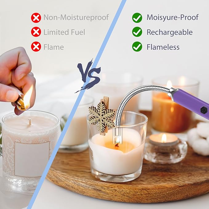 Electronic Candle Lighter Arc Windproof Flameless USB Rechargeable Electric Lighter (1 Pack - Pink/Purple Gradient)