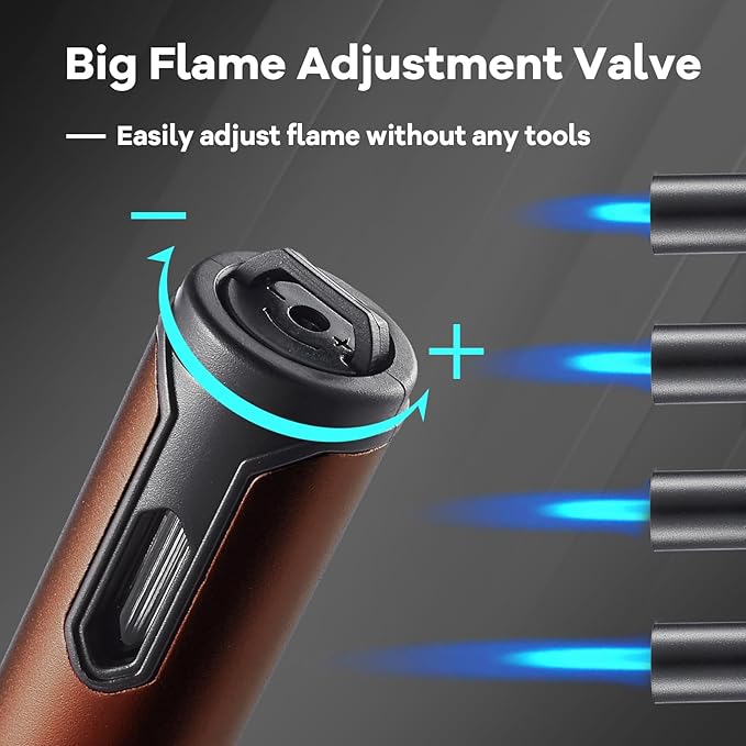 Luxgaze Long Torch Lighters, 2 Pack Butane Torch Lighter Refillable Gas Jet Flame Lighter Adjustable Windproof Pen Torch Lighter for Camping Candle Grill BBQ Outdoor Fireworks (Fuel Not Included)