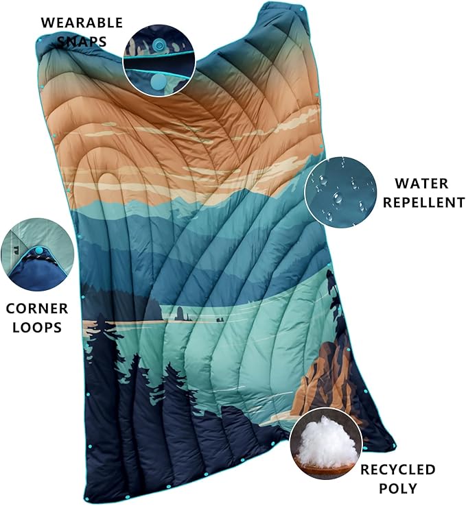 Camping Blanket,Lightweight Down Alternative Puffy Printed Camping Blanket Packable Outdoor Blanket for Camping,Traveling, Stadium, Hiking, Picnics
