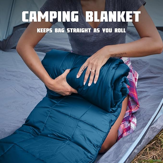 Mini Down Camping Blanket,Puffy Down Blanket Packable Lightweight Down Throw Quilt Water-Resistant Outdoor Travel Blanket for Camping,Hiking,Stadium,Picnic,Car39x55''Navyblue
