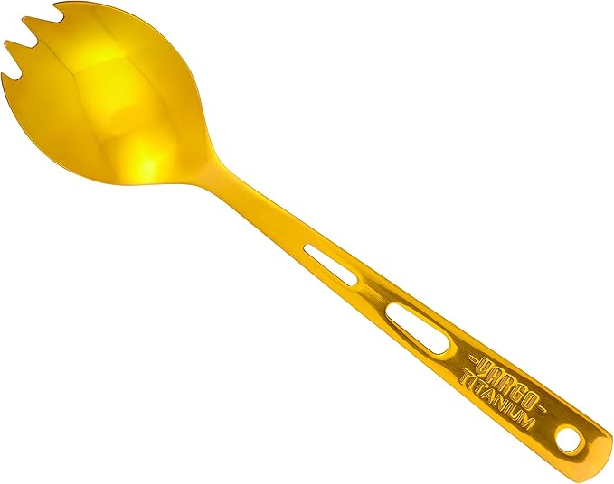 Vargo Titanium Spork - Lightweight and Durable Camping and Backpacking Utensil (Yellow)