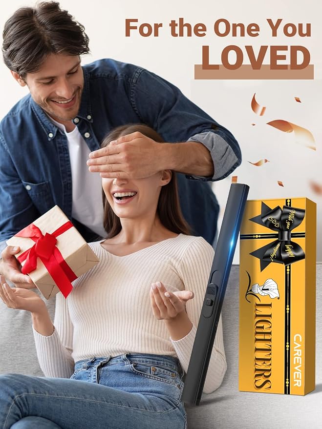 Candle Lighter Stocking Stuffers for Women Men, Electric Candle Lighter USB Rechargeable Graduation Gifts for Him Wife Grandma Girlfriend Safety Lock Long Lighters for Grill Home Kitchen BBQ Camping