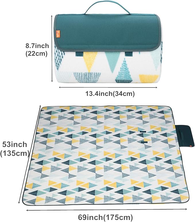 yodo Outdoor Picnic Blanket Water-Resistant for Camping Hiking Festivals, Forest Triangle