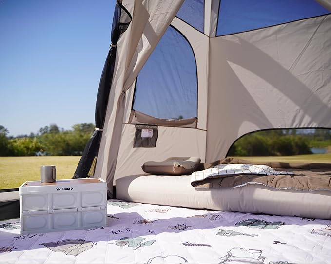 Vidalido 4-6 Person Camping Tent with 3 Door 2 Room Large Family Cabin Tents, Double Layer Waterproof Portable Glamping Tent, Big Tents for Outdoor Camping Hiking and Backpacking