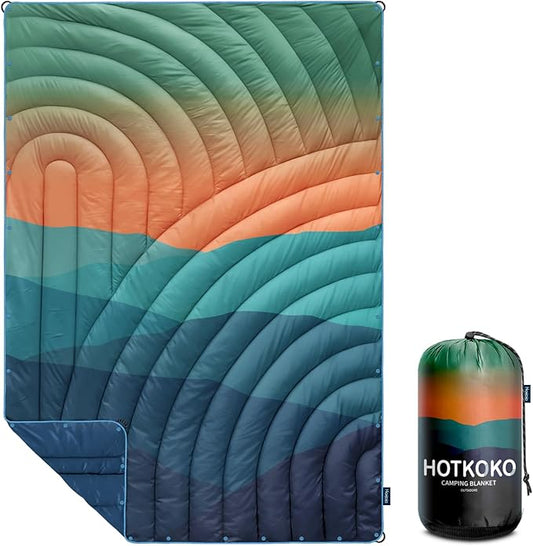 Camping Blanket,Lightweight Down Alternative Puffy Printed Camping Blanket Packable Outdoor Blanket for Camping,Traveling, Stadium, Hiking, Picnics