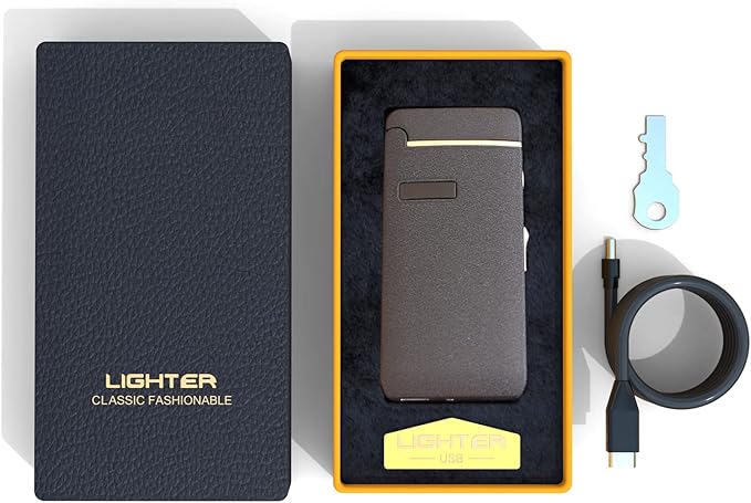USB Lighters Windproof Rechargeable Dual Arc Lighter Inflatable Lighter Refillable Lighter Matte Black Color for Outdoor Camping Hunting Backpacking Hiking Kitchen