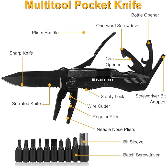 Mens Gifts, Multitool Pocket Knife, Gifts for Men Husband, Father's Day Birthday Gifts, Utility Knife Folding Tactical Knife With Blade, Plier, Screwdriver for Camping Hiking Fishing