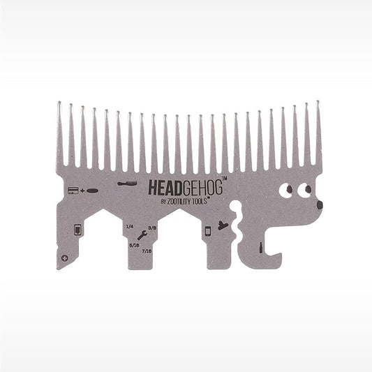 HeadgeHog Pocket Comb, Multi Tool Bottle Opener - Silver