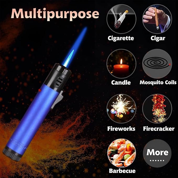 5 Pack of Torch Lighter, Jet Flame Lighter Refillable Butane Gas, Portable Windproof Jet Torch Lighter Adjustable Flame Lighter for Kitchen,Outdoor,Candle,Camping (Without Butane Gas)-Gradient Color