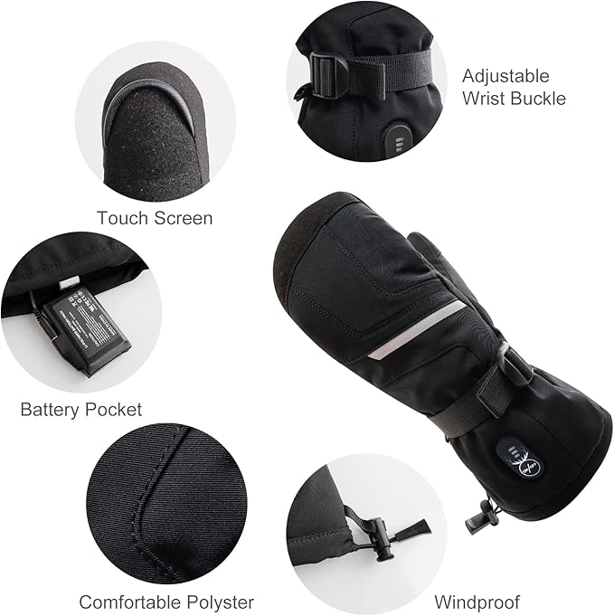 SNOW DEER Heated Gloves Electric Upgraded Men Women 7.4V Rechargeable Battery Gloves,Heated Motorcycle Glove Mittens