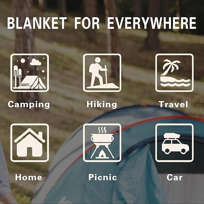 Yizheer Green Mountain Printed Camping Blanket,Lightweight Down Alternative Puffy Camping Blanket Packable Outdoor Blanket for Camping,Traveling, Stad,1-Person, 76" x 54"