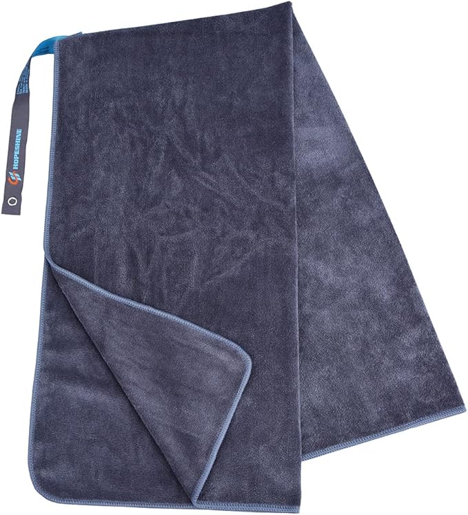 Gym Towels for Men 20inch X 40inch Women Sweat Large Working Out Microfiber Sports Fast Drying Absorbent Compact Camping, Hiking, Backpacking, Yoga, Travel, Exercise 2-Pack Black+Grey