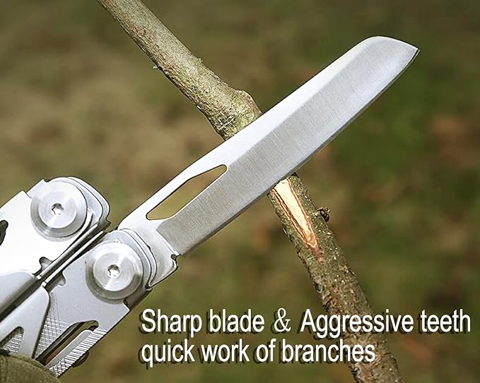 Multitool, Multi tool Plier with Nylon Sheath, Multi-tool for Outdoor, Camping and Hunting for Dad Husband Men(Silvery)