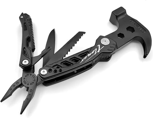 HAPHAESTUS Series 13-H Multitool Hammer with Premium Stainless Steel Pliers and Saw, Short Dagger, Black Luxury Gift Box