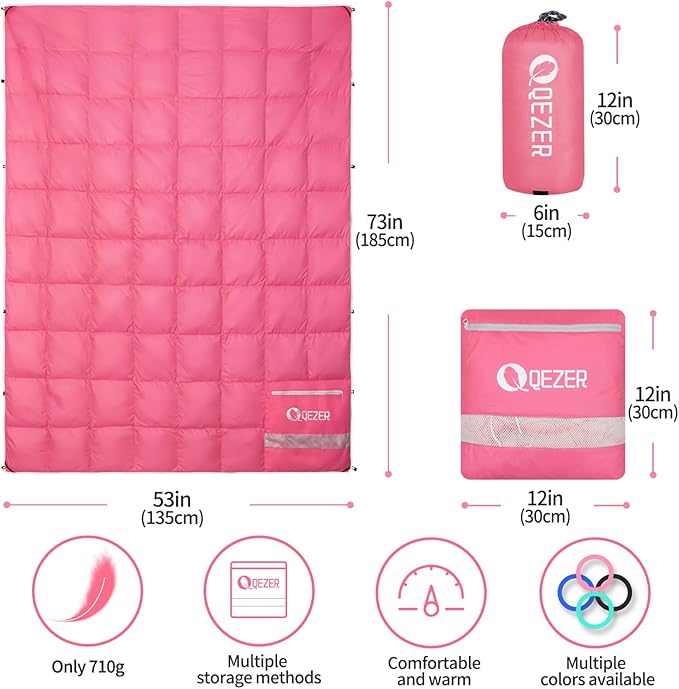 Down Camping Blanket,600+Fill Power,Foldable Into a Pillow,Light,It is The Best Choice for Outdoor Activities, Picnics, Beaches, and Travel.