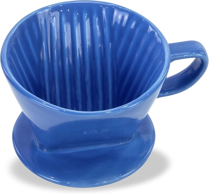 Pour Over Ceramic - Coffee Dripper Ceramic Coffee Maker with 3 Holes Flat Bottom, Porcelain Slow Filter Cone for Travel, Camping, Office, Home, Coffee Maker Brewโฆ