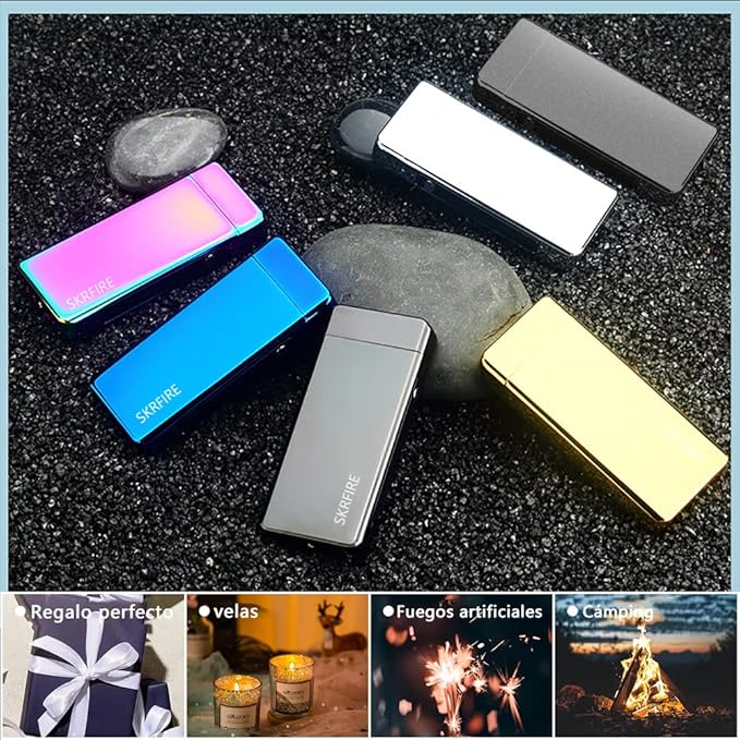 SKRFIRE Plasma Lighter USB Rechargeable Arc Lighter Windproof Electric Big Flame Cool Lighter with LED Battery Indication for Outdoor, Camping, Adventure, Grill(Blue)