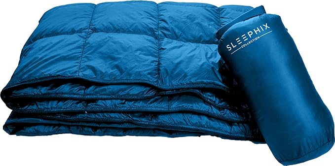 Down Camping Blanket - Outdoor Lightweight Packable Quilt - Water Repellent - Nylon Shell - Sailing, Terrace, Travel, Festivals, Backpacking & Home Use | Fill Power: 650, Weight: 1lbs | Size: 54"x80"