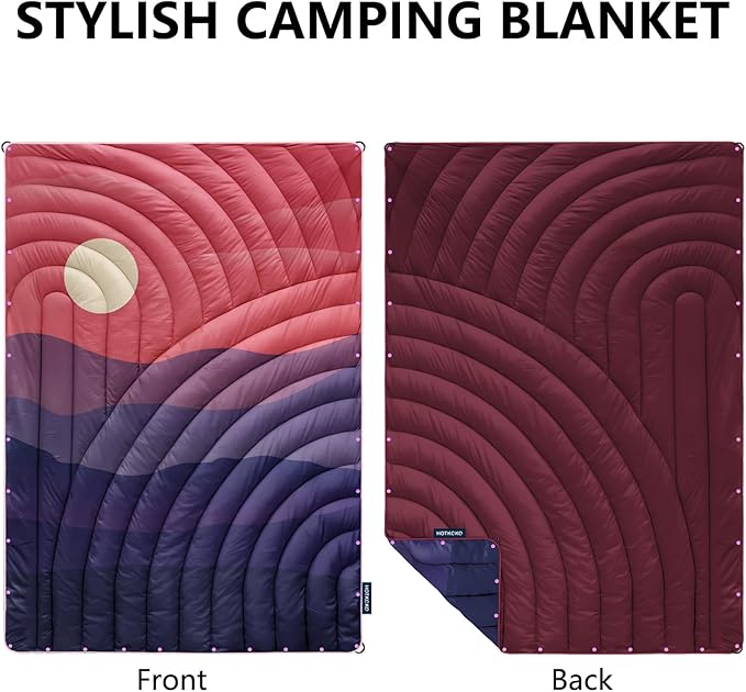 Camping Blanket,Lightweight Down Alternative Puffy Printed Camping Blanket Packable Outdoor Blanket for Camping,Traveling, Stadium, Hiking, Picnics