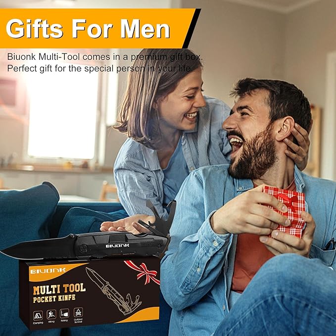 Mens Gifts, Multitool Pocket Knife, Gifts for Men Husband, Father's Day Birthday Gifts, Utility Knife Folding Tactical Knife With Blade, Plier, Screwdriver for Camping Hiking Fishing