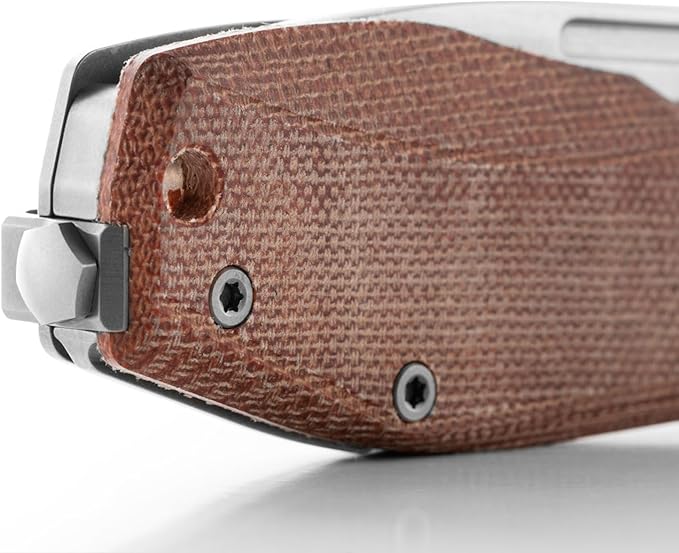 LionSTEEL NANO Titanium Frame Lock Folding Pocket Knife, Magnacut Steel Blade, Solid Handle Construction, Drop Point, Made in Italy (Natural Micarta)