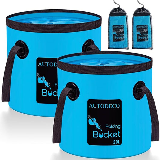AUTODECO 5 Gallon Collapsible Bucket Water Container Portable Wash Basin for Fishing Camping Car Washing Hiking 20L