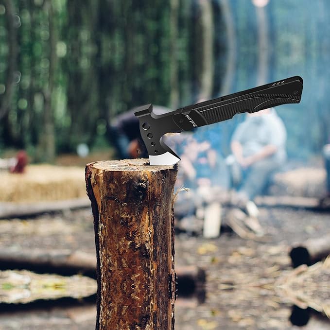 Adventure Multitool Axe Set - 14-in-1 Survival Hatchet for Camping, Hiking, Fishing. Axe, Hammer, Knife, Saw, Opener, Fire Starter, Whistle. Unique and Versatil Gift for Men