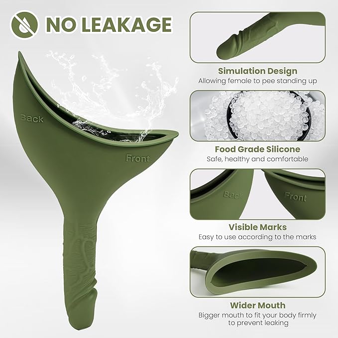 Rquite Female Urinal Pee Cloth Set, Portable Female Urination Device, Reusable Pee Funnel & Rag with Discreet Carry Bag, Silicone Urine Cup for Women Camping Gear Hiking Accessories
