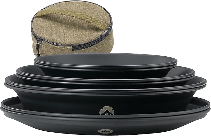 CAMPINGMOON Camping Plates 8pcs Black BKS395-2S