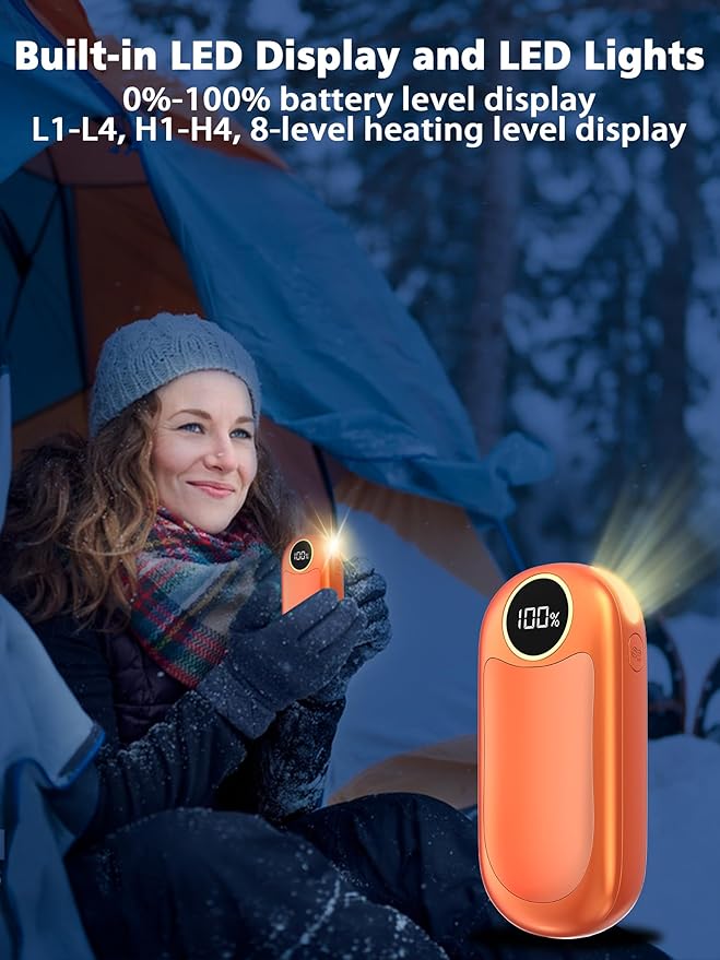 Hand Warmers Rechargeable, 14000mAh Electric Hand Warmer Max 18Hrs Warmth, Dual-Sided Hand Warmers Reusable Heat Up to 131℉, Portable Gloves Handwarmers for Raynauds, Hunting, Golf, Football, Camping