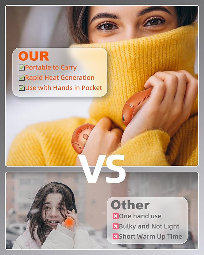 Hand Warmers Rechargeable 2 Pack - 15Hrs Long Heating Rechargeable Heater, Reusable Handwarmers, Portable Pocket Electric Hand Warmer Use As Winter Warm Christmas Birthday Gift
