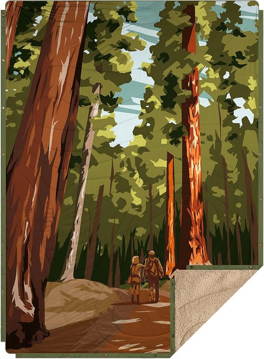 Outdoor Camping Blanket - Puffy Ultralight Packable Blankets for Sleeping, Camp, Travel, Hiking, Stadium, Sherpa Fleece Warm Puffer Portable Camping Quilt, DWR,Machine Washable,56"x 78"