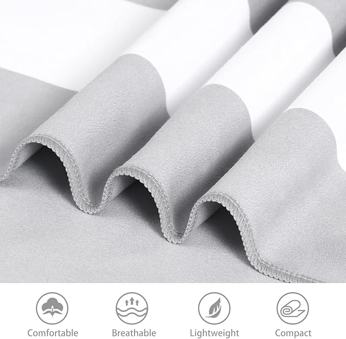 Genovega Microfiber Beach Towel Lightweight Thin Oversized Sandproof Compact Quick Dry Clearance Towels Extra Large Sand Free Pool Travel Beach Essentials Accessories Women Men Adult Gift Grey Stripe
