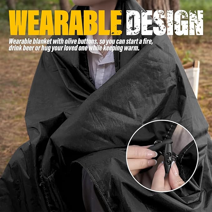 Large Outdoor Waterproof Blanket with Wool - 79" x 59", Extra Thick 300 GSM Fleece, Warm, Wearable, Washable, Portable Stadium Blankets for Camping Picnic, Beach, Sporting Events, Pet, Car