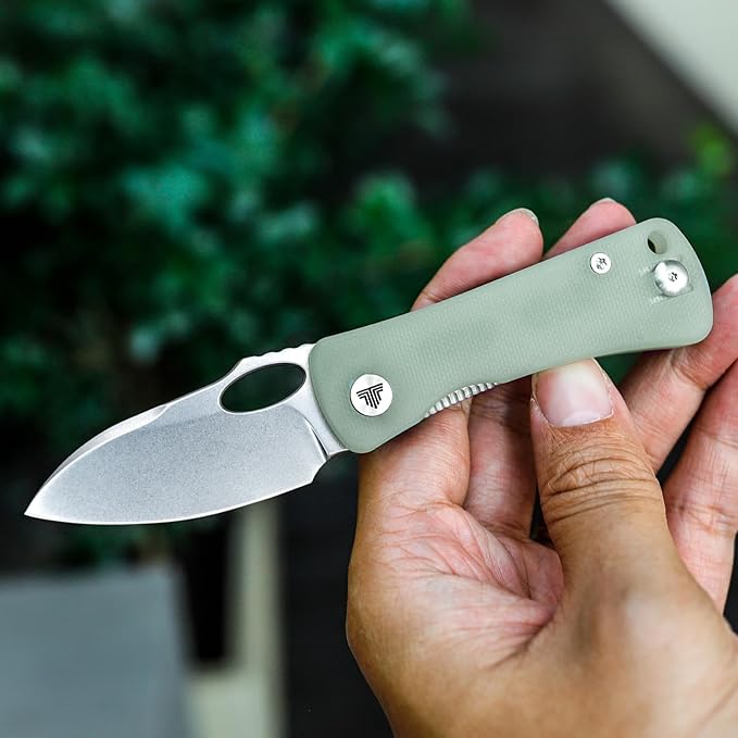 Pocket Knife for EDC,2.04in 14C28N Steel Blade,Jade G10 Reversible Deep Carry Clip Handle,Folding Thumb Hole Knives for Men and Women,Andromeda -03