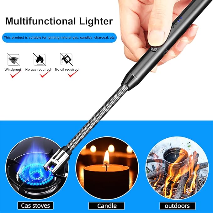 Electric Candle Lighter, Upgraded Lighter Rechargeable USB Lighter with LED Indicator, Flexible Long Neck Lighters for Candles, Camping, BBQs, Gas Stoves