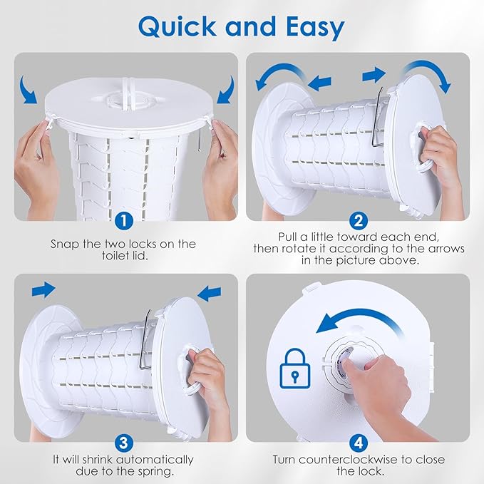 Upgrade Retractable Portable Toilet Travel Toilet Adjustable Height Camping Toilet Portable Potty for Adults Kids White