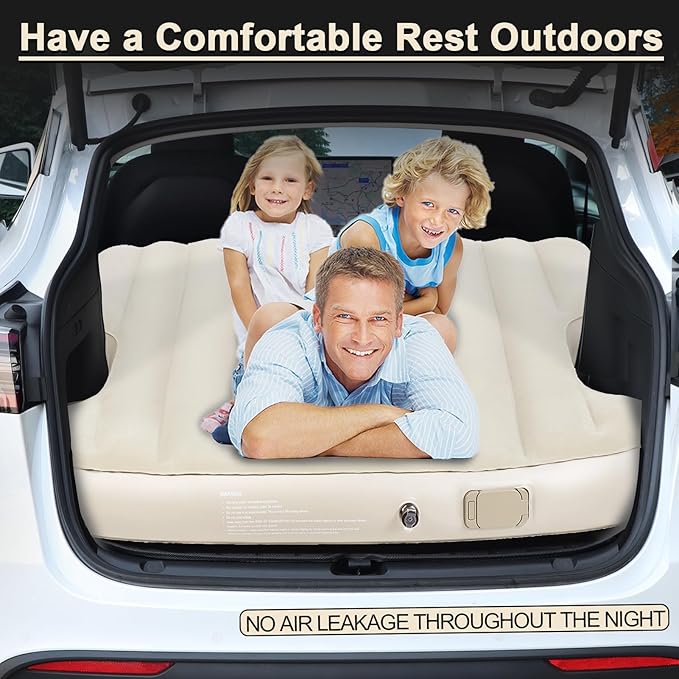 Car Mattress for Tesla Model Y 2024-2020, Self-Inflating Model Y Camping Mattress with Wireless Pump, Portable and Comfortable Tesla Model Y Accessories 2024 2023 2022 2021
