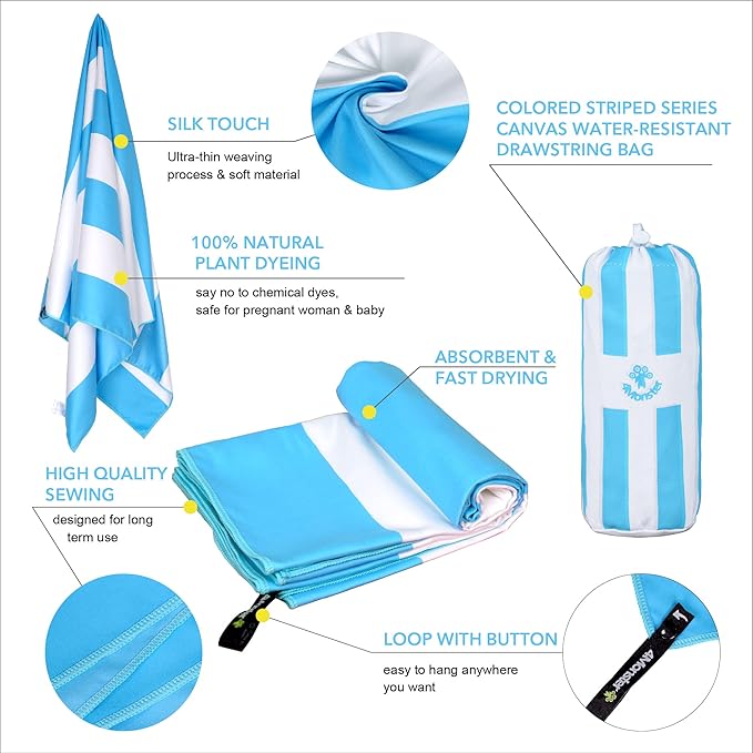 4Monster Microfiber Beach Towel Quick Dry,Super Absorbent Lightweight Travel Towel for Swimmers, Sand Free Camping Towel, Beach Towels for Pool, Swim, Water Sports,Yoga,Gym,Backpacking
