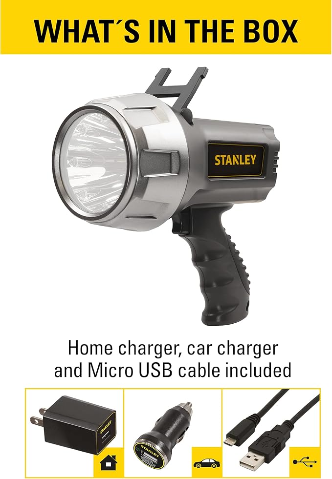 STANLEY SL5HS Rechargeable 1200 Lumen Lithium Ion Ultra Bright LED Spotlight Flashlight,Black