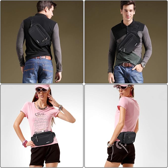 CXWMZY Fanny Packs For Women & Men Waist Pack Hip Bum Bag with Multi-Pockets Large Capacity Waterproof Casual Bum Bag for Disney Traveling Casual Cycling Running Hiking