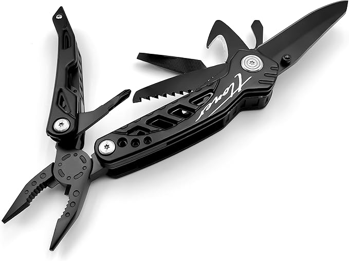 IRAKILIS Series 11-P Pocket Size Multitool with Premium Stainless Steel Short Dagger, Hidden Pliers, Black Luxury Gift Box