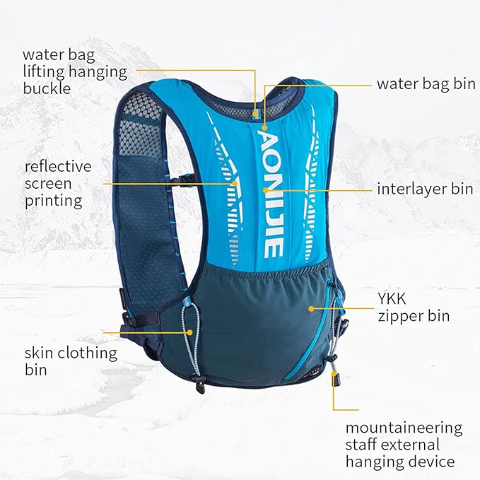 AONIJIE Running Hydration Vest Backpack for Women and Men Lightweight Trail Running Pack Outdoors Trail Race Hiking 5L