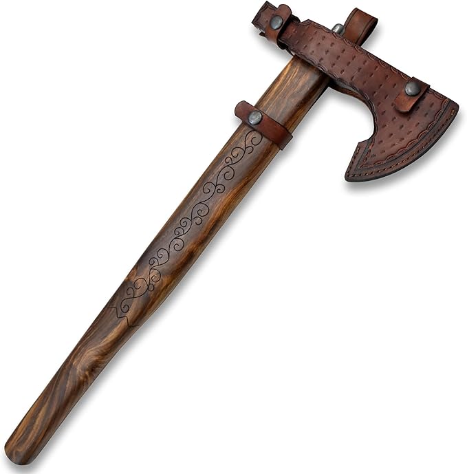 Custom Handmade Viking Hatchet Axe - Damascus Steel Bearded Axe - Camping Tomahawk Battle Axes - Camping Axes and Hatchets - Tomahawk Axe - Axe Tool - Battle Axe - Axe with Sheath