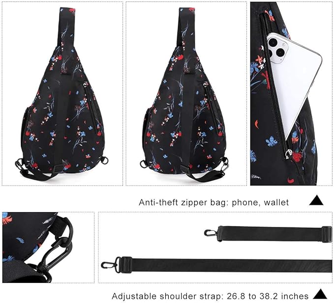 HUA ANGEL Crossbody Sling Bag for Men & Women Lightweight Waterproof Chest Shoulder Bag for Travel Hiking & Everyday Use