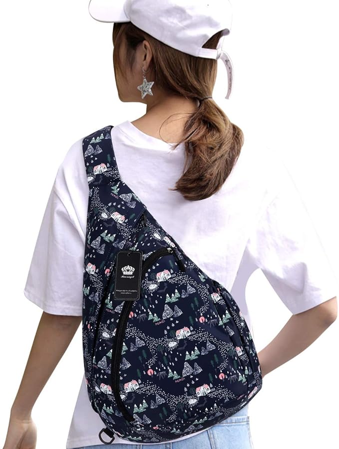 HUA ANGEL Crossbody Sling Bag for Men & Women Lightweight Waterproof Chest Shoulder Bag for Travel Hiking & Everyday Use