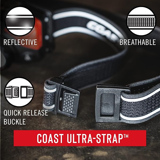 COAST WPH34R 2000 Lumen Waterproof Ultra Bright IP68 USB Rechargeable-Dual Power Headlamp, 6 Modes with Spot and Flood Beams, Black/Grey