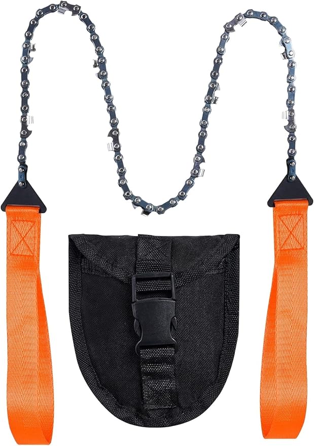 Pocket Chain Rope Saw Portable Hand Saw With Sharp Teeth Blades for Wood Cutting Outdoor Hiking Camping Survival Gear Garden Work With Carrying Pouch