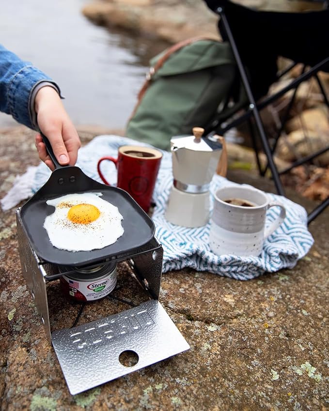 Sterno Folding Stove, Compact Emergency Food Prep, Silver, 6-1/4"L x 6-3/8"W x 4-5/8"H, Fuel Not Included