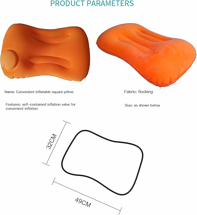 Compression Inflatable Camping Pillow, 2 Pack Camping Inflatable Pillow, Camping Pillow for Sleeping (Orange)